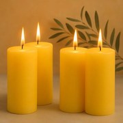 Sada stĺpových sviečok, 25 cm, Ø 10 cm, žltá, 4 ks
