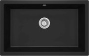 Deante Corda, granitový drez pod dosku 800x500x204 mm, 3,5" + priestorovo úsporný sifón, 1-komorový, čierna, ZQA_N10D