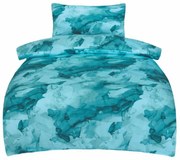 Obliečky bavlnený satén Minerál tyrkys 200x140cm+90x70cm TiaHome