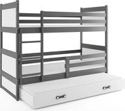 Poschodová posteľ s prístelkou RICO 3 200x90 Grafitová - Biela