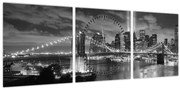 Obraz - Brooklynský most (s hodinami) (90x30 cm)