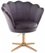 LuxuryForm DESIGN Kreslo FREY VELUR na zlatom kríži - tmavo šedé