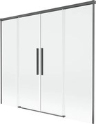 Mexen Rox, 2-krídlová posuvná vaňová zástena 170 x 150 cm, 8mm číre sklo, brúsený grafit profil, 8C9-170-002-66-00