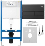 Rea Rea, podomietkový WC systém K011A-Q + čierne splachovacie tlačidlo typ T, KPL-E0056
