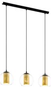 Eglo 79461 - Závesný luster na lankách BOLSANO 3xE27/28W/230V zlatá/čierna
