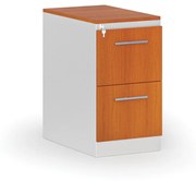 Kovová zásuvková kartotéka PRIMO s drevenými čelami A4, 2 zásuvky, biela/čerešňa