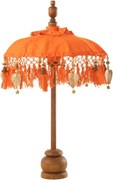 Oranžový slnečník na stôl so strapcami a drevenou tyčou Dayu Wood - ∅ 14*85 cm