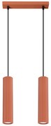 Závesné svietidlo Karbon, 2x okrovo červené kovové tienidlo