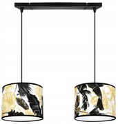 Závesné svietidlo Gold Flowers, 2x biele textilné tienidlo s kvetinovým vzorom, (výber z 2 farieb konštrukcie)