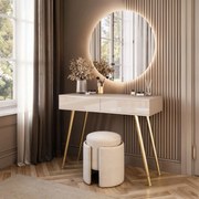 TOALETNÝ STOLÍK KATHLEEN GLAM KAŠMÍR LESK + ZLATÉ NOHY + ZRKADLO