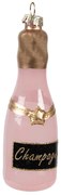 Ružová vianočná sklenená ozdoba fľaša šampanské Champagne - Ø 4*12 cm