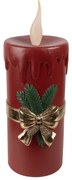 Červená vianočná sviečka so zlatou mašľou Led Candle - 17*18*44 cm / 3*AA