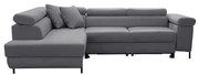 Rohová sedacia súprava s funkciou spania, vlnité pružiny SAMSUN, ľavá Tmavošedá