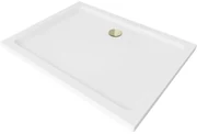 Mexen SLIM - Obdĺžniková sprchová vanička 110x70x5cm + zlatý sifón, biela, 40107011G