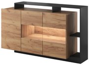 KOMODA LEANDER DUB CRAFT / ANTRACIT LED 155 cm