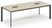 Rokovací stôl PRIMO INVITATION, 240x120 cm, breza + 2x stolná zásuvka TYP I, čierna