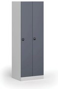 Kovová šatníková skrinka S1, 2-dverová, 1850 x 600 x 500 mm, zámok s čítačkou RFID kariet, tmavosivé dvere