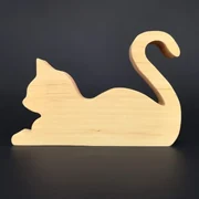 AMADEA Drevená dekorácia mačka ležiaca, masívne drevo, 15x10,5x2,5 cm