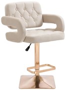 LuxuryForm DESIGN Barová stolička ADRIA VELUR na zlatej hranatej podstave - krémová