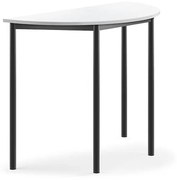 Stôl BORÅS, polkruh, 1200x600x900 mm, laminát - biela, antracit