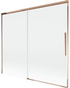 Mexen Rox, 2-krídlová posuvná vaňová zástena 180 x 150 cm, 8mm číre sklo, ružové zlato profil, 8C9-180-001-60-00