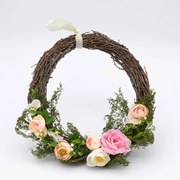 DECOLED Veľkonočný veniec, 34 x 31 x 8 cm, prútie a kvety