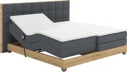 Elektrická polohovacia posteľ, boxspring, tmavosivá/dub artisan, 180x200, TIANA
