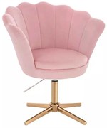 LuxuryForm DESIGN Kreslo FREY VELUR na zlatom kríži - ružové