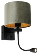 Nástenná lampa čierna s tienidlom zo zeleného zamatu 18 cm - Brescia