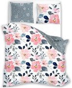 Saténové posteľné obliečky Milagro Verde s veľkými kvetmi - 100% bavlna - 70 x 90 cm + 140 x 200 cm