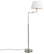 Stojaca lampa z ocele s bielym tienidlom z látky a nastaviteľným ramenom - Ladas Deluxe