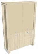 Vysoká skriňa Verno+ S 140 x 46 x 210 cm, kombinované dvere, agát / vanilka