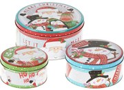 Súprava 3 vianočných plechových dóz Santa's Friends