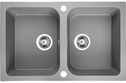 Laveo Celia, 2-komorový granitový drez 760x480x184 mm, šedá, LAV-SBC_520T
