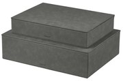 Antracitové úložné boxy v súprave 2 ks s vekom/dekoratívne z umelej kože 40x30x11 cm Sahla – Blomus