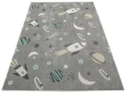 Koberec C276A rakety / vesmír, sivý / krémový