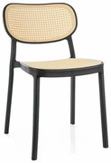 Jedálenská stolička Tinsley, ratan / čierna