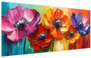 Obraz - Päť pestrofarebných kvetov (120x50 cm)
