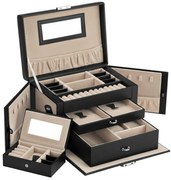 Šperkovnica + mini šperkovnica Esther, 18x26x17 cm + 14x9x3,5 cm, čierna