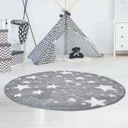 Dekorstudio Okrúhly detský koberec BEAUTY Sivé hviezdy