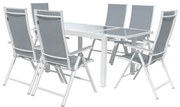 Livarno home Hliníkový záhradný rozkladací stôl Houston + Hliníkové kreslo Houston s vysokým operadlom, 6 kusov  (800008266)