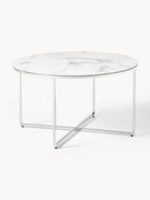 Okrúhly konferenčný stolík so sklenenou doskou v mramorovom vzhľade Antigua