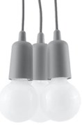 Závesné svietidlo Diego 3, sivé telo svietidla