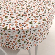 Biante Vianočný bavlnený oválny obrus Sandra SA-516 Vianočné perníčky a ozdoby na bielom 140x160 cm