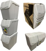 PROSPERPLAST Sada 3 odpadkových košov SORTIBOX popelavošedá – 3x20 l