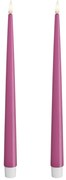 DeluxeHomeart Vysoké LED sviečky Shiny Magenta – set 2 ks