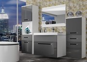 Kúpeľňový nábytok Belini šedý lesk / šedý mat  + umývadlo + zrkadlo  ROD PM 5/0/W/SSR/0/ZW