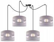 Závesné svietidlo Elegance Spider, 4x textilné tienidlo (mix 3 farieb), (výber z 2 farieb konštrukcie), (fi 35cm)