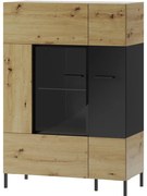 Vitrína 2D Lucas 15 dub artisan/čierna mat