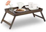 Bambusový stolík na raňajky do postele Relaxdays (tmavohnedý) – RD10023235